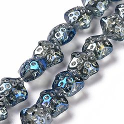 AceroAzul Transparentes cuentas de vidrio electroplate hebras, arco iris chapado, estrella, acero azul, 15x15x9 mm, agujero: 1.2 mm, sobre 45 unidades / cadena, 23.62 pulgada (60 cm)