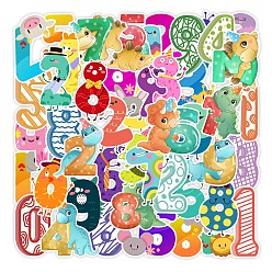 Number Waterproof PVC Adhesive Stickers, for Suitcase, Skateboard, Refrigerator, Helmet, Mobile Phone Shell, Number Pattern, 50~80mm, 48pcs/bag