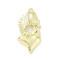 Golden Rack Plating Alloy Enamel Pendants, Angel and Devil Wing with Heart Charms, Golden, 40x20.5x4mm, Hole: 1.6mm