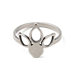 Stainless Steel Color 201 Stainless Steel Crown Finger Ring for Women, Stainless Steel Color, US Size 6 1/4(16.7mm)