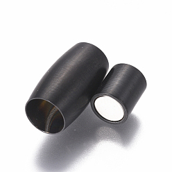Черный Цвет Металла 304 магнитные застежки из нержавеющей стали с клеевыми концами, матовые, овальные, металлический черный , 14x8 мм, отверстие : 5 мм
