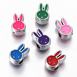 Mixed Color UV Plating Acrylic Beads, with Enamel, Rabbit, Mixed Color, 15x10x7.5mm, Hole: 3.5mm