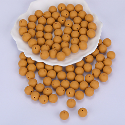 Verge D'or Foncé Perles focales rondes en silicone, perles à mâcher pour les jouets de dentition, Diy soins infirmiers colliers faisant, verge d'or noir, 15mm, Trou: 2mm