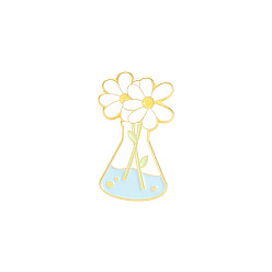 Fleur Broches en alliage thème printemps, épinglette de bouteille en émail, pour les vêtements de sac à dos, or, motif de fleur, 27x15mm