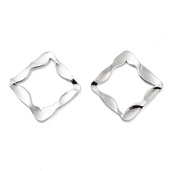 Real Platinum Plated Brass Linking Rings, Irregular Wavy Rhombus Connectors, Real Platinum Plated, 13x13x1mm