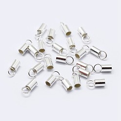 Silver 925 Sterling Silver Cord Ends, Silver, 6~7x1.5mm, Hole: 2mm, Inner Diameter: 1mm