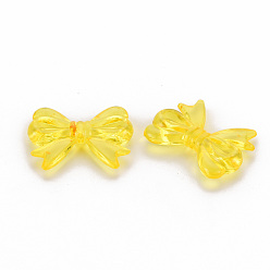 Jaune Perles acryliques transparentes, bowknot, jaune, 23x29.5x6mm, Trou: 1.6mm, environ293 pcs / 500 g