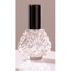 Negro Botella de spray de perfume de vidrio vacía con forma de concha, con tapa de aluminio, atomizador de niebla fina, negro, 7.1x4.7 cm, capacidad: 15 ml (0.51 fl. oz)