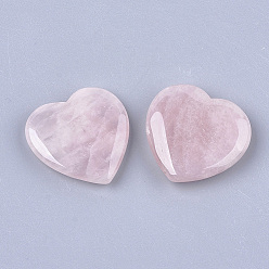 Cuarzo Rosa Piedra de amor de corazón de cuarzo rosa natural, piedra de palma de bolsillo para el equilibrio de reiki, 29.5x30x6~8 mm