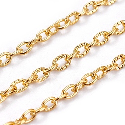 Золотой Железо текстурированные кабельные цепи, несварные, с катушкой, золотые, 3x2x0.6 мм, около 328.08 футов (100 м) / рулон