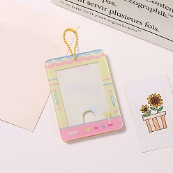 Star Acrylic Photocard Sleeve Keychain, with Ball Chains and Rectangle Clear Window, Rectangle, Colorful, Star Pattern, 105x75mm