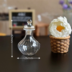 Claro Botella de vidrio en miniatura, con tapa, para accesorios de casa de muñecas que simulan decoraciones de utilería, Claro, 26x42 mm