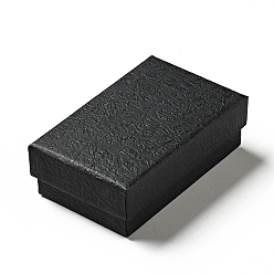 Negro Cajas de regalo de collar de papel de textura, con alfombra de esponja en el interior, Rectángulo, negro, 8.1x5.1x2.7 cm, diámetro interior: 4.6x7.3 cm, profundidad: 2.5cm