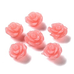 Pink Cuentas teñidas de concha sintética, flor, rosa, 6~7x7x4~5 mm, agujero: 1 mm
