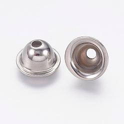 Stainless Steel Color 304 Stainless Steel Bead Caps, Apetalous, Stainless Steel Color, 8.5x4.5mm, Hole: 2mm