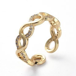 Doré  Micro cuivres ouvrent zircone cubique anneaux de manchette, anneaux ouverts, infini, or, taille us 7 (17.3 mm)