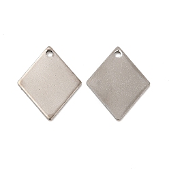 Stainless Steel Color 201 Stainless Steel Pendants, Rhombus Charm, Stainless Steel Color, 16x13x0.5mm, Hole: 1.2mm