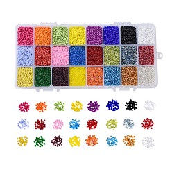 Mixed Color 12/0 Round Glass Seed Beads, Transparent & Silver Lined & Transparent Colours Lustered & Transparent Colours Rainbow & Frosted Colors & Opaque Colours & Ceylon & Baking Paint & Opaque Colors Lustered, Mixed Color, 12/0, 2mm, Hole: 1mm, 24 Colors, 23g/color, 552g/box