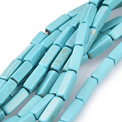 Turquoise Perles synthétiques turquoise brins, cuboïde, teints et chauffée, turquoise, 13.5x4.5mm, Trou: 1.5mm, Environ 29 pcs/chapelet, environ 15 pouce