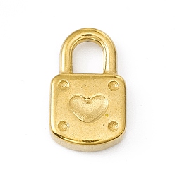 Golden 304 Stainless Steel Pendants, Padlock with Heart, Golden, 18x10.5x3.5mm, Hole: 5x4mm