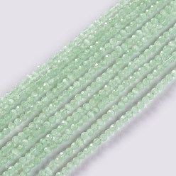 Aigue-marine Chapelets de perles en verre, facette, ronde, aigue-marine, 2x2mm, Trou: 0.4mm, Environ 193~197 pcs/chapelet, 14.17 pouces ~ 15.51 pouces (36~39.4 cm)