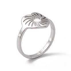 Нержавеющая Сталь Цвет 201 регулируемое кольцо из нержавеющей стали с полым сердцем для женщин, цвет нержавеющей стали, размер США 6 (16.5 мм)
