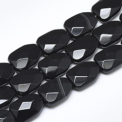 Black Onyx Hebras de cuentas de ónix negro natural, facetados, calabaza, 16~16.5x12x6 mm, agujero: 1 mm, sobre 12 unidades / cadena, 7.8 pulgada