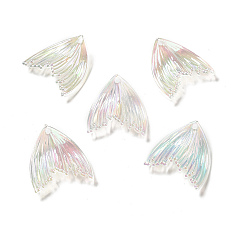 Clear AB UV Plating Rainbow Iridescent Transparent Acrylic Pendants, Fishtail Charm, Clear AB, 27x25.7x5mm, Hole: 1.6mm