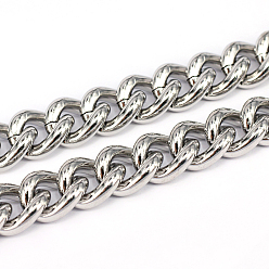 Stainless Steel Color 201 Stainless Steel Cuban Link Chains, Curb Chains, Unwelded, Stainless Steel Color, 16x13x3.5mm