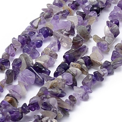 Amethyst Natural Amethyst Beads Strands, Chip, 5~8mm, Hole: 1mm, about 33 inch(84cm)