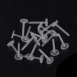 Clear Plastic Stud Earring Findings, Flat Round, Clear, 4.5~5mm, Pin: 0.8mm