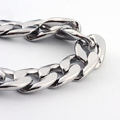 Stainless Steel Color 201 Stainless Steel Curb Chains  Necklaces, with Lobster Claw Clasps, Stainless Steel Color, 23.8 inch(60.5cm), 7.5mm