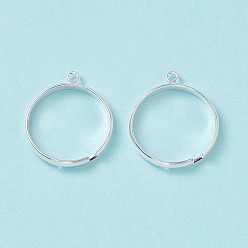 Silver Brass Loop Ring Bases, Adjustable, Lead Free and Cadmium Free, Ring Components, Silver Color Plated, 1Size: about 19mm in diameter, 17mm inner diameter, 1mm thick, Loop: about 2mm