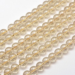 Wheat Electroplated Synthetic Quartz Bead Strands, Round, AB Color Plated, Wheat, 4mm, Hole: 1mm, about 100pcs/strand, 15.7 inch