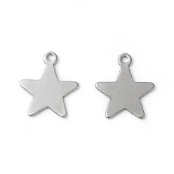 Stainless Steel Color 201 Stainless Steel Pendants, Star, Stamping Blank Tag, Stainless Steel Color, 15x13x0.6mm, Hole: 1.4mm