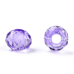 Lilac Transparent Acrylic Beads, Faceted, Rondelle, Lilac, 4x3.5mm, Hole: 1.5mm, about 14000pcs/500g