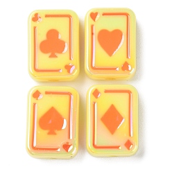 Золотистый УФ-покрытие Радужные радужные акриловые эмалевые бусины, покер, золотые, 25.5x18.5x8.5 мм, отверстие : 4 мм