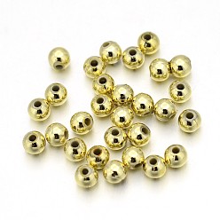 Plaqué Or Perles acryliques plaquées, ronde, plaqué or, 4mm, Trou: 1mm, environ14000 pcs / 500 g