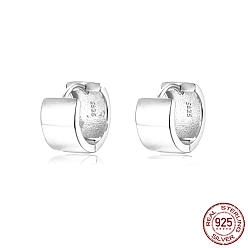 Platinum Rhodium Plated Platinum 925 Sterling Silver Hoop Earrings, with S925 Stamp, Platinum, 10x5mm