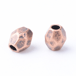 Red Copper Tibetan Style Alloy Spacer Beads, Oval, Cadmium Free & Nickel Free & Lead Free, Red Copper, 4x3.5mm, Hole: 1mm, about 7600pcs/1000g