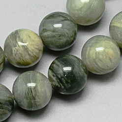 Jasper Avec Ligne Verte Brins de perles de jaspe de ligne verte naturelle, ronde, 12mm, Trou: 1mm, Environ 33 pcs/chapelet, 15.7 pouce