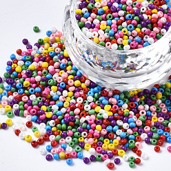 Coloré Perles de rocaille en verre, trou rond, cuisson des peintures, ronde, colorées, 2~2.5x1.5~2mm, Trou: 0.8mm, environ 450 g / livre