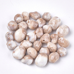 Tan Acrylic Beads, Imitation Gemstone Style, Nuggets, Tan, 10~18x9~13x7~11mm, Hole: 1.5mm