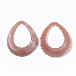 Brun Rosé  Pendentifs acryliques, style de pierres fines imitation, larme, brun rosé, 53x43.5x8mm, Trou: 26x36mm, environ73 pcs / 500 g
