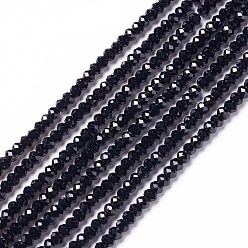 Spinel Natural Black Spinel Beads Strands, Faceted, Rondelle, 3x2mm, Hole: 0.5mm, about 185pcs/strand, 15.16 inch(38.5cm)