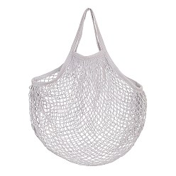 Gris Sacs d'épicerie portables en filet de coton, sac à main net shopping réutilisable, grises , 48.05 cm, sac: 38x36x1 cm.