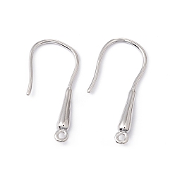 Platinum Rack Plating Brass Earring Hooks, with Horizontal Loops, Long-Lasting Plated, Cadmium Free & Lead Free, Platinum, 22.5x10x2mm, Hole: 1mm, 20 Gauge, Pin: 0.8mm