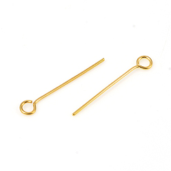 Golden 304 Stainless Steel Eye Pins, Golden, 20mm, Hole: 2mm, Pin: 0.6mm