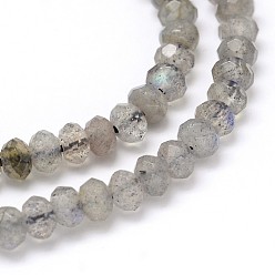 Labradorite Natural Labradorite Rondelle Bead Strands, Faceted, 4x3mm, Hole: 1mm, about 129pcs/strand, 16 inch