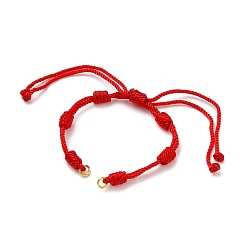 Red Adjustable Braided Nylon Cord Bracelet Making, with 304 Stainless Steel Open Jump Rings, Red, Single Chain Length: about 6 inch(15cm)